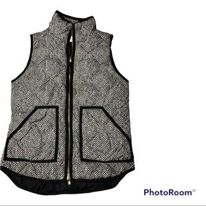double zip vest black & white chevron print puffer vest down filled